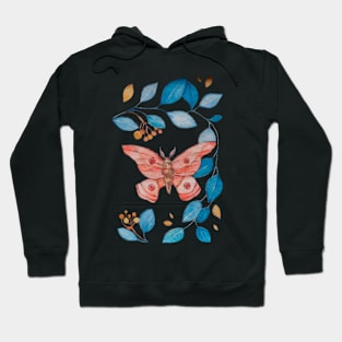 Butterfly with Blue Plants Leaves Hoodie